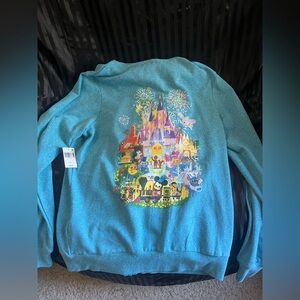 Disneyland Blue zipper hoodie with Colorful Disneyland Castle Design